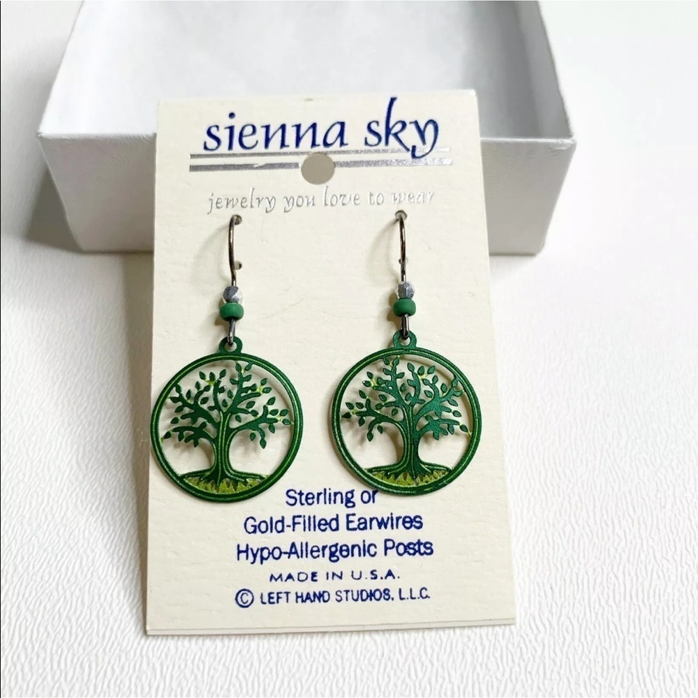 Green Tree Dangle Earrings French Hook Sierra Sky